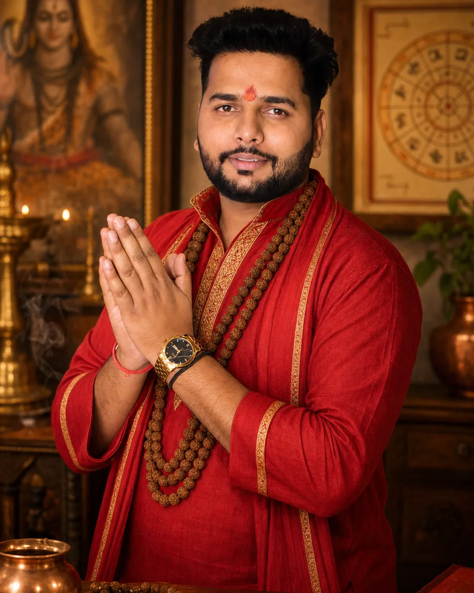 Astrologer Piyush Sharma in consultation office